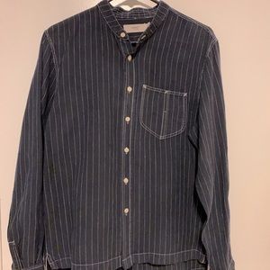 Creep by Hiroshi Awai Linen Indigo Stripe shirt M